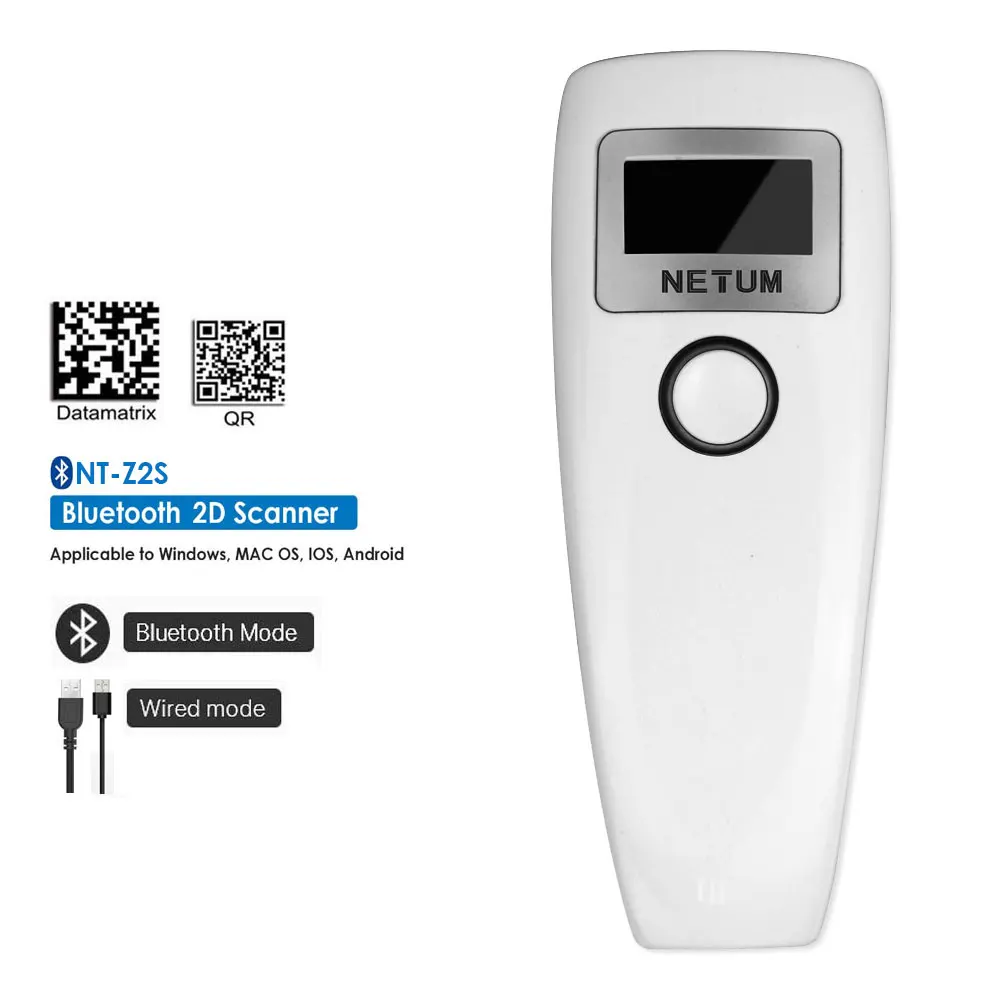 Z2S беспроводной Bluetooth 2D сканер штрих-кода и портативный Z3S Bluetooth CCD считыватель штрих-кода для Android и ios iphone NETUM