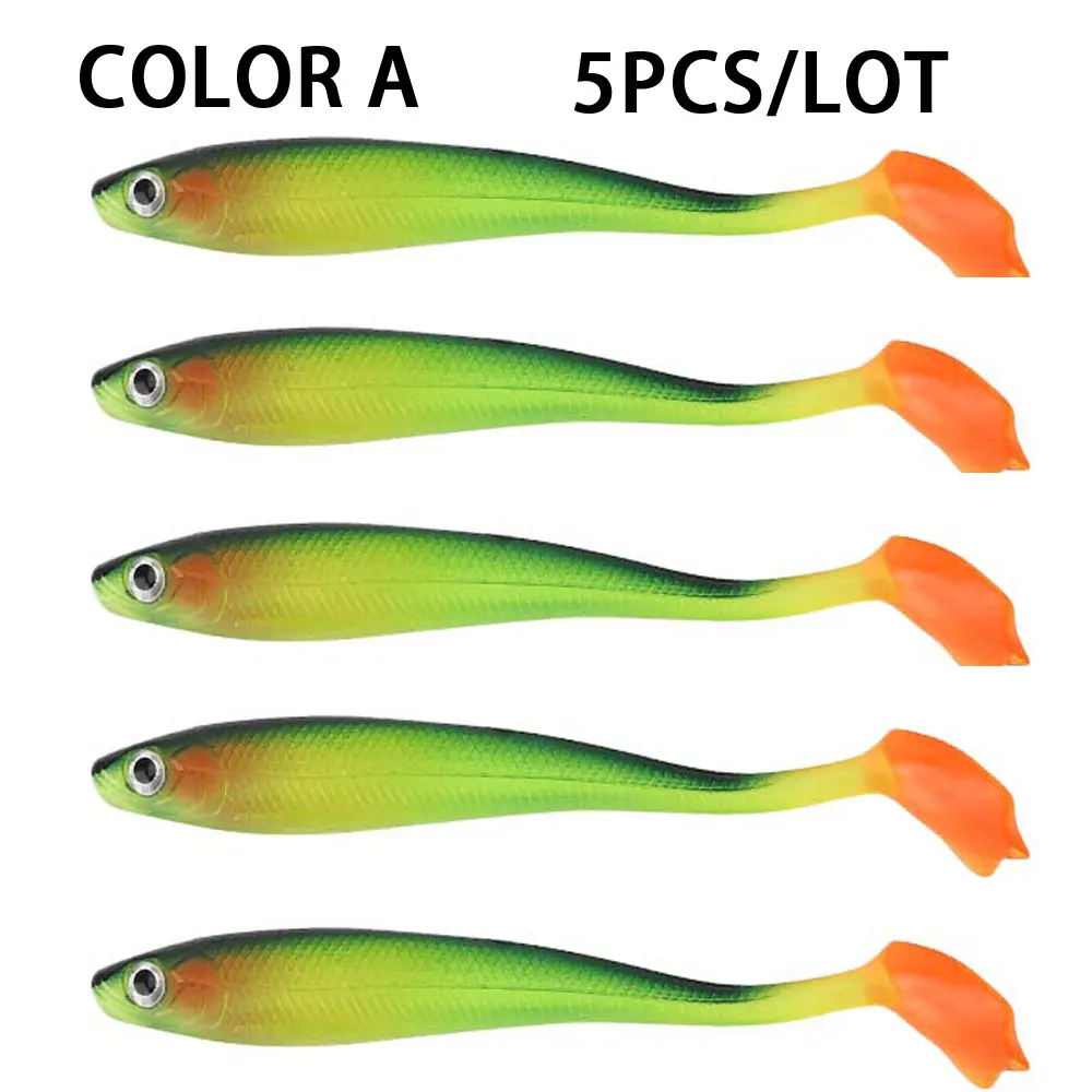 JACKFISH T Tail мягкие приманки для моделирования 100 мм/5 г, силиконовая наживка, Красочный Искусственный карп, 1 шт., рыболовные приманки, рыболовные снасти - Цвет: A 5PCS