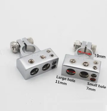 

2Pcs 4/8 Awg Zinc Alloy Auto Car Positive Negative Battery Terminal Platinum (Color: Silver /Gold)