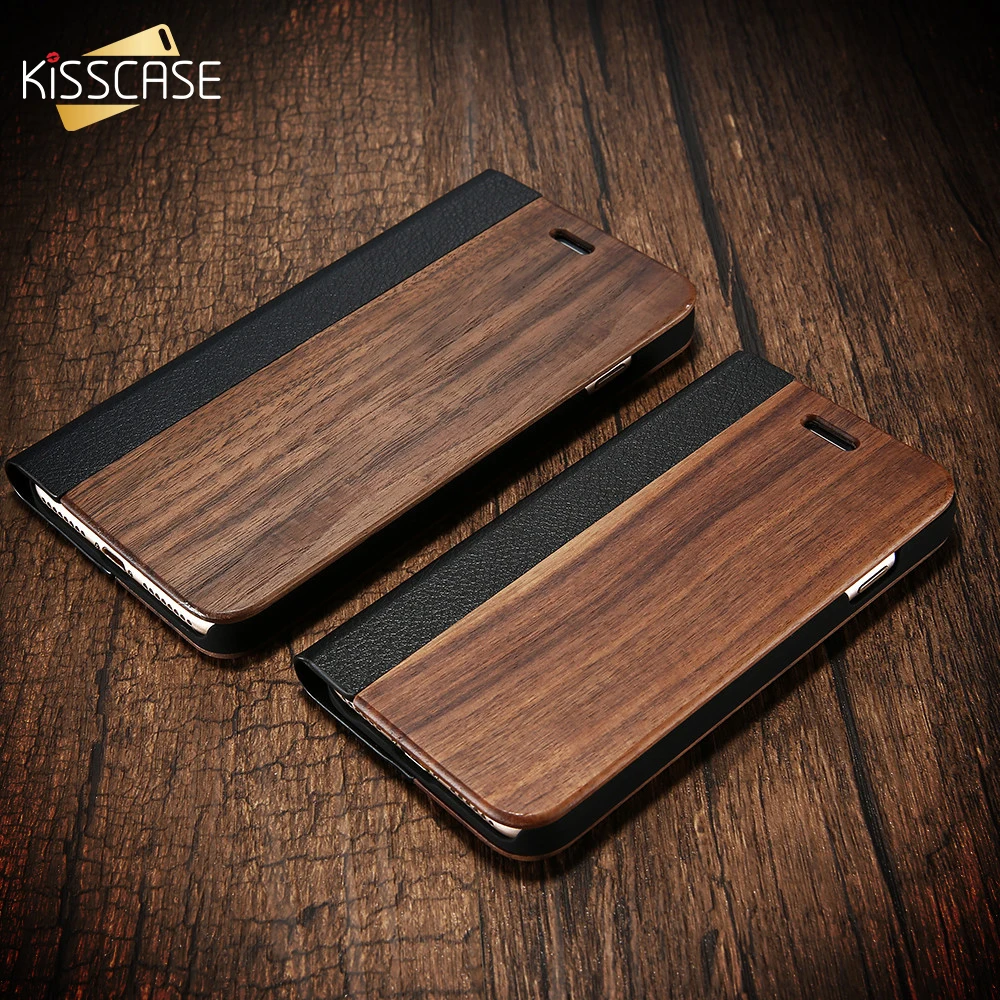 Чехол KISSCASE из бамбукового дерева для iPhone 11 Pro Max кожаный чехол бумажник XR X XS 6 7 8 Plus