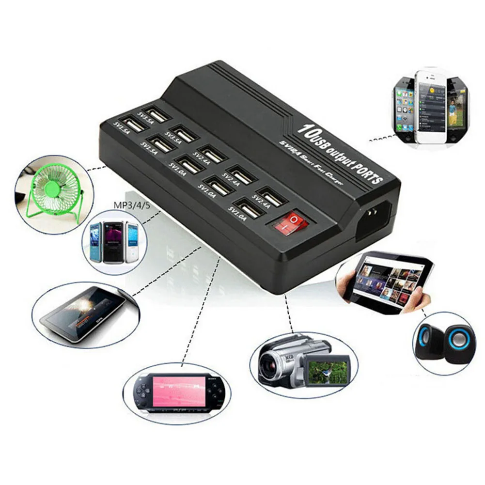 Зарядное устройство с несколькими портами USB 50 Вт 10 USB-портов интеллектуальная