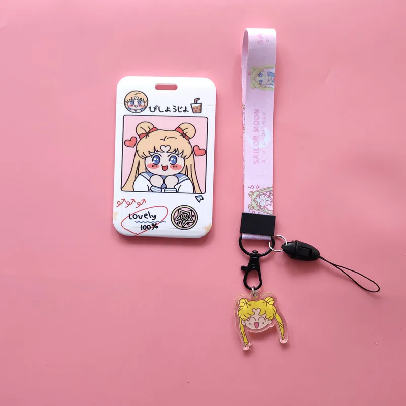 

Japan Korea Cute Girl Heart Wallet Pretty Girl Sailor Moon Tsukino Usagi Card Holder Card Case Key Chain Pendant