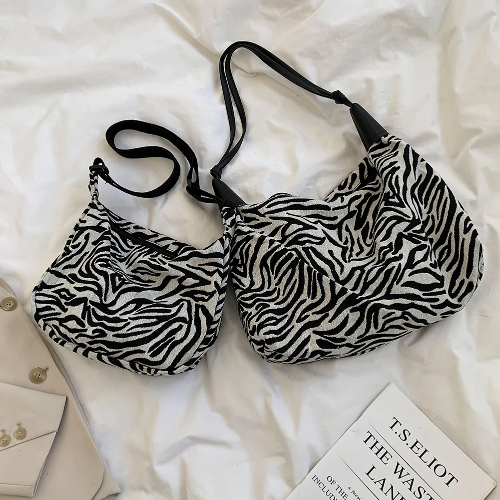 

Zebra Printed Shoulder Messenger Bag Women Shopping Handbags Totes Fashion Canvas Casual Simple Crossbody Bags Clutch Bag