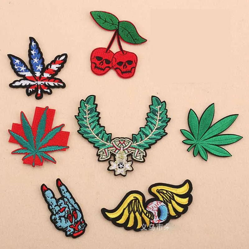 Растения кленовый лист Череп фрукты оптовая продажа патчи для одежды с вышивкой
