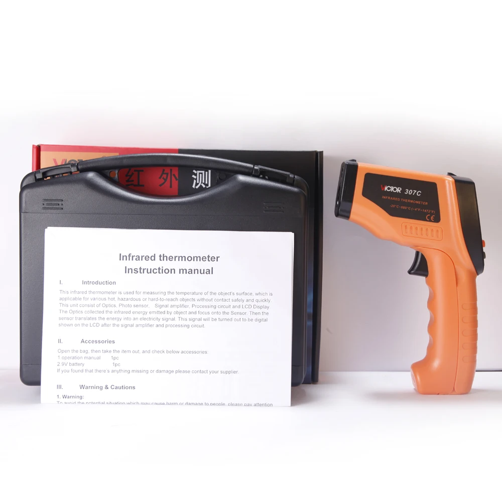 

Ruoshui 307C 800 Degree Digital Infrared ir Thermometer Household Kitchen Temperature Measuring Tool Handheld Termometro laser