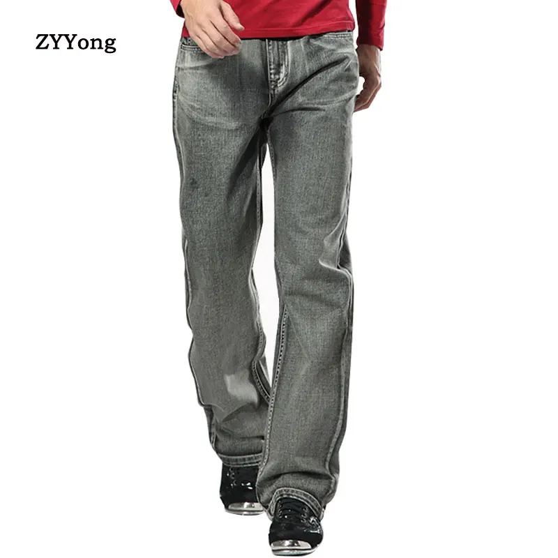 ZYYong Men's Jeans Wide Leg Trousers Hip Hop Grey Casual Men's Jeans Trousers Loose Jeans Rapper Skateboard Loose Men's Jeans