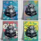 Абстрактная красочная животная живопись современный граффити обезьяна читать книги настенное искусство смешная картина Куадрос холст плакат печать домашний декор