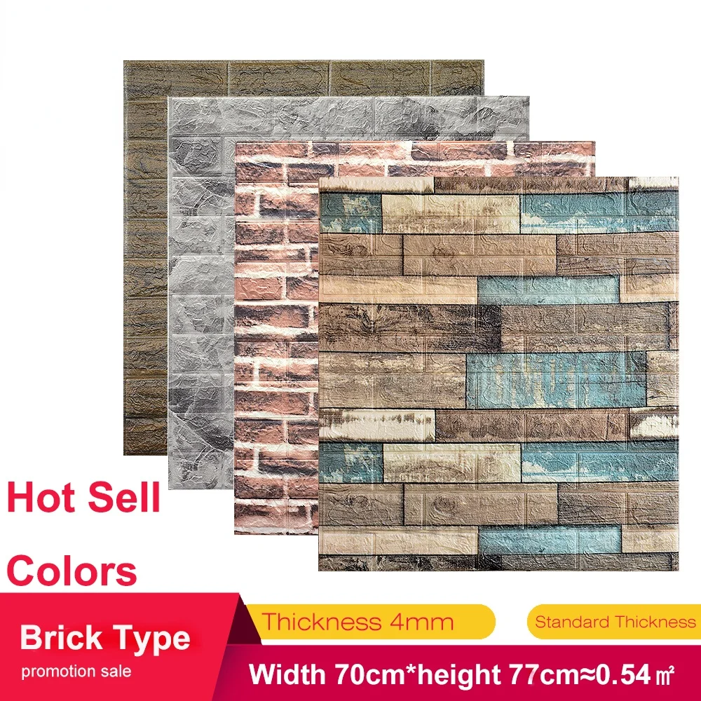 

5pcsSelf Adhesive 3D Wall Stickers Bedroom Waterproof Foam Brick Home Living Room Background Wall Decor Office Decoration Decal