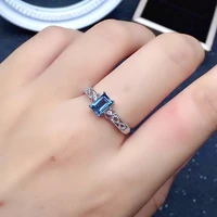 4mm6mm vvs grade 100 natural london blue topaz ring for daily wear 925 sterling silver topaz jewelry gift for woman