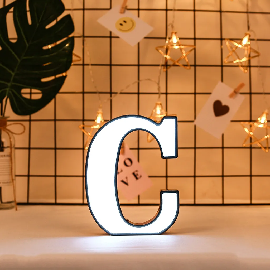 DIY 26 букв светодиодный ночник английский Marquee знак Алфавит 3D Настенный ночник t домашний Свадебный день рождения Жених