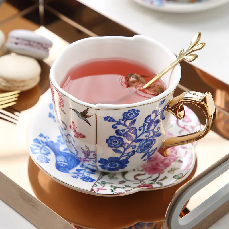 Ceramics Cup Saucers Suit Ins English Style Originality Black Tea Teacup Household Afternoon Tea Latte Black Coffee  WF1021