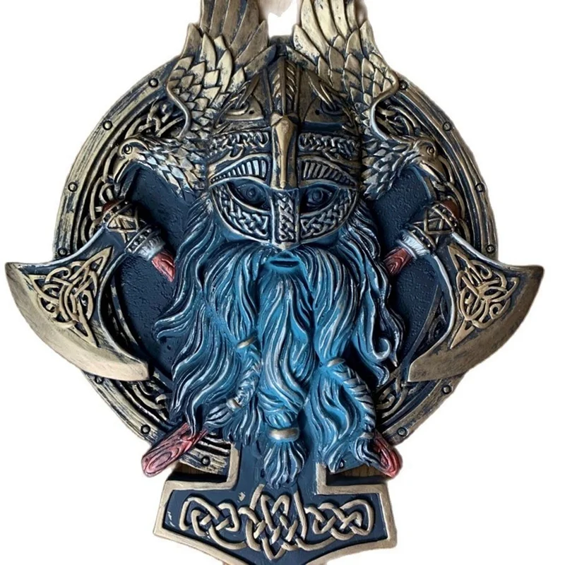 

Garden Decoration Viking Berserker Double Axe Wall Decoration Plaque House Decoration Resin Decoration