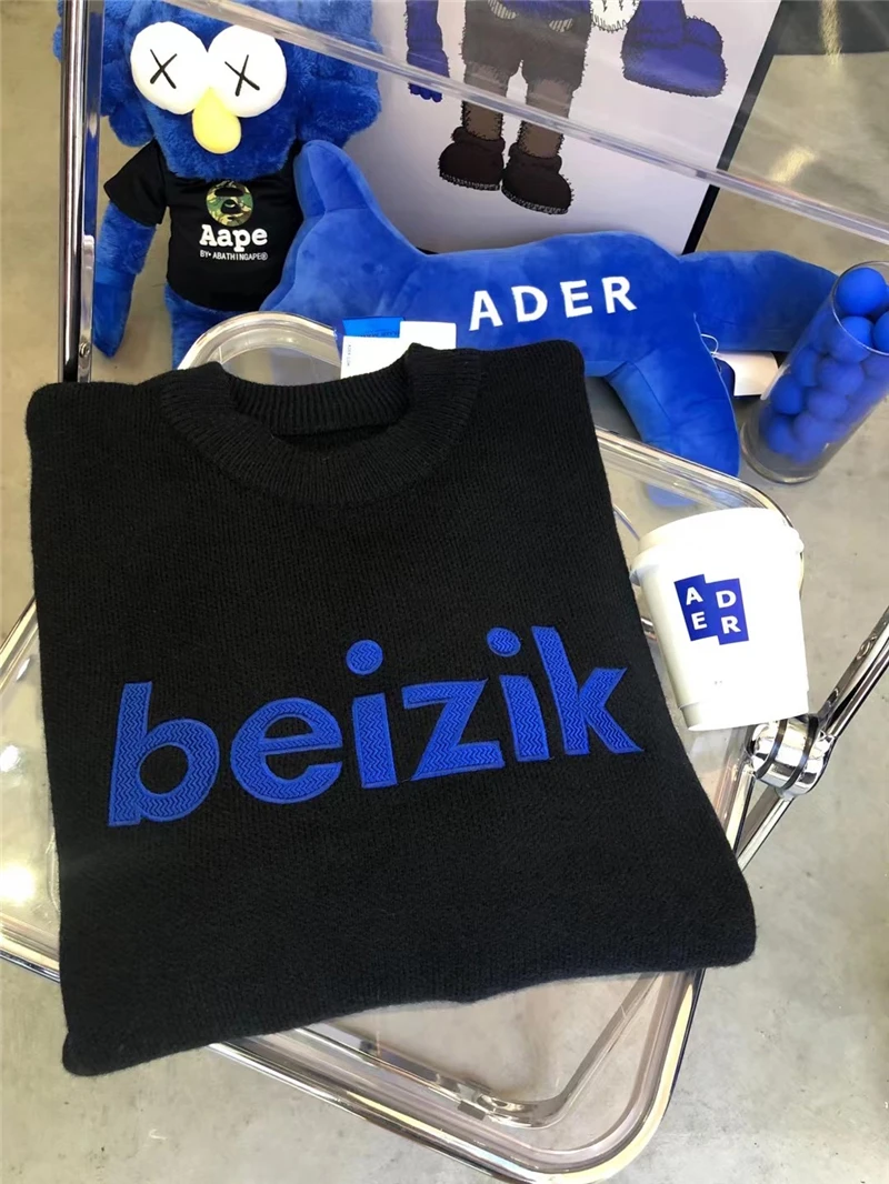 Высококачественный шерстяной мужской свитер Adererror 1:1 Beizik с надписью и вышивкой |