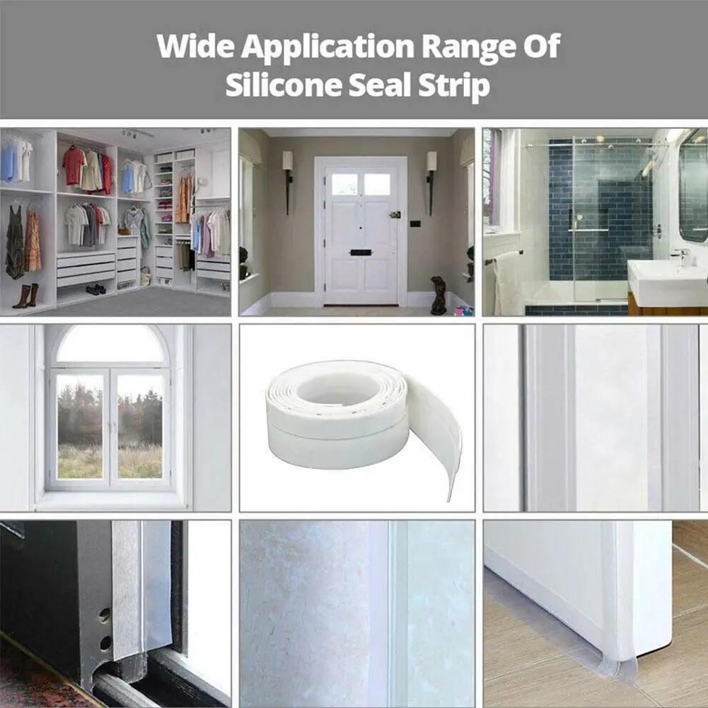 

Width Window Door Bottom Self Adhesive Silicone Strip Sealing Seal Door Tape Rubber Sealing Bar Weathering Window N6F8