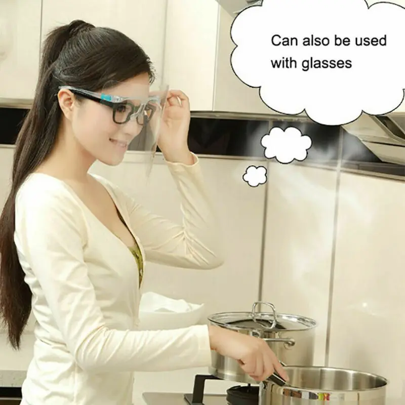 Full Face Covering Transparent Anti-saliva Dust-proof Shield Flip Up Visor Oil Fume Protection Masks protective | Безопасность и