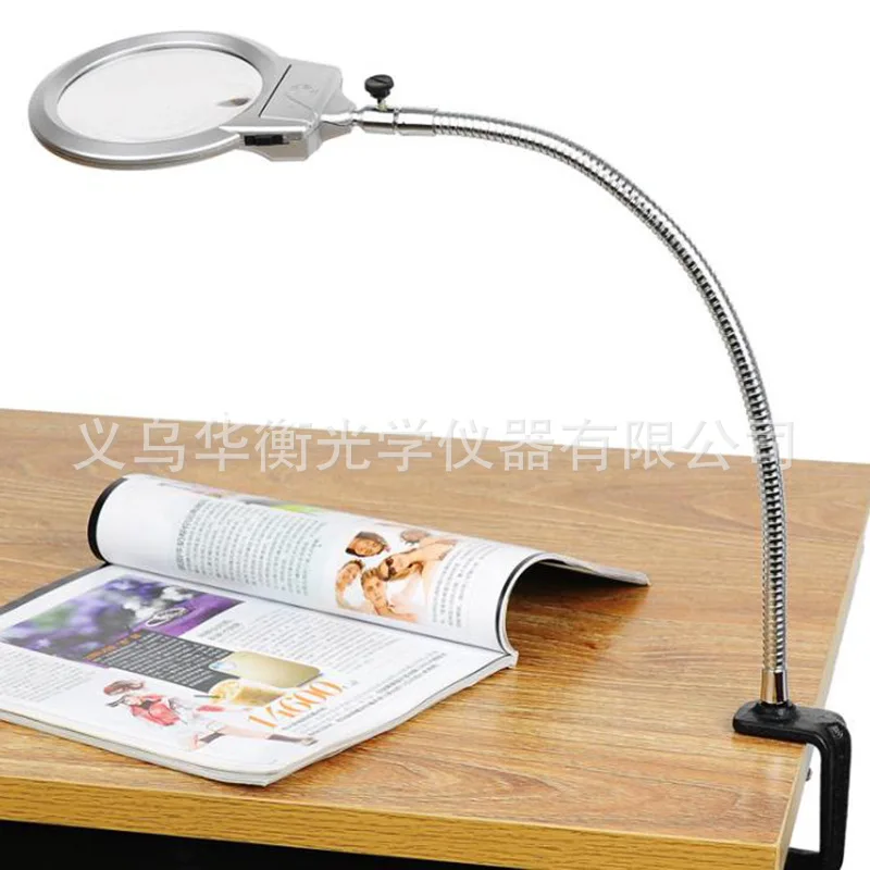 

Металлическая Лупа с большим объективом 130 мм для пожилых людей, газета, настольная лампа для чтения, Ремонт лупы HD со светодиодными лампами ...