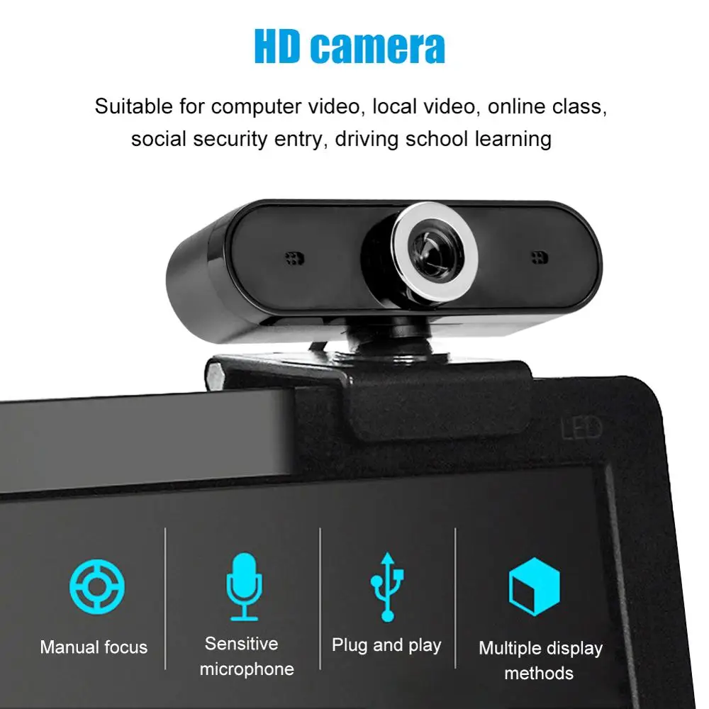 

Rotate 360 Degrees HD Webcam Mini Pc Computer Web Camera with Microphone Portable USB Webcam for Video Recorder Online Meeting
