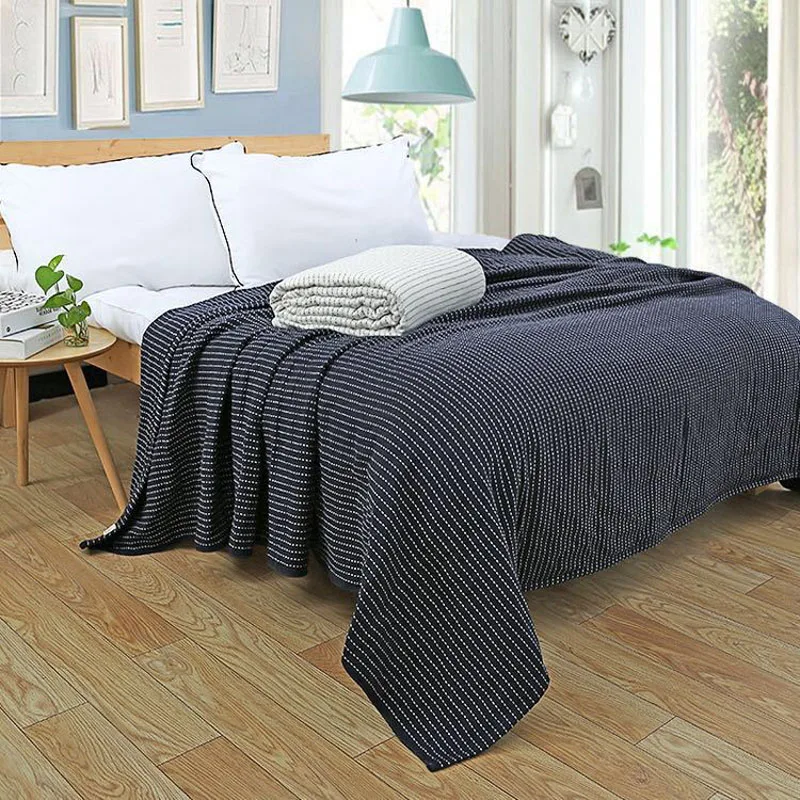 Полосатое Хлопковое одеяло летнее полотенце супер мягкое покрывало для дивана