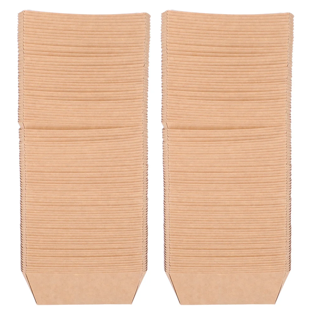 

Одноразовый бумажный поднос для сервировки еды, коробка на вынос из крафт-бумаги, лодочка, открытая коробка для хранения закусок, картофеля ...