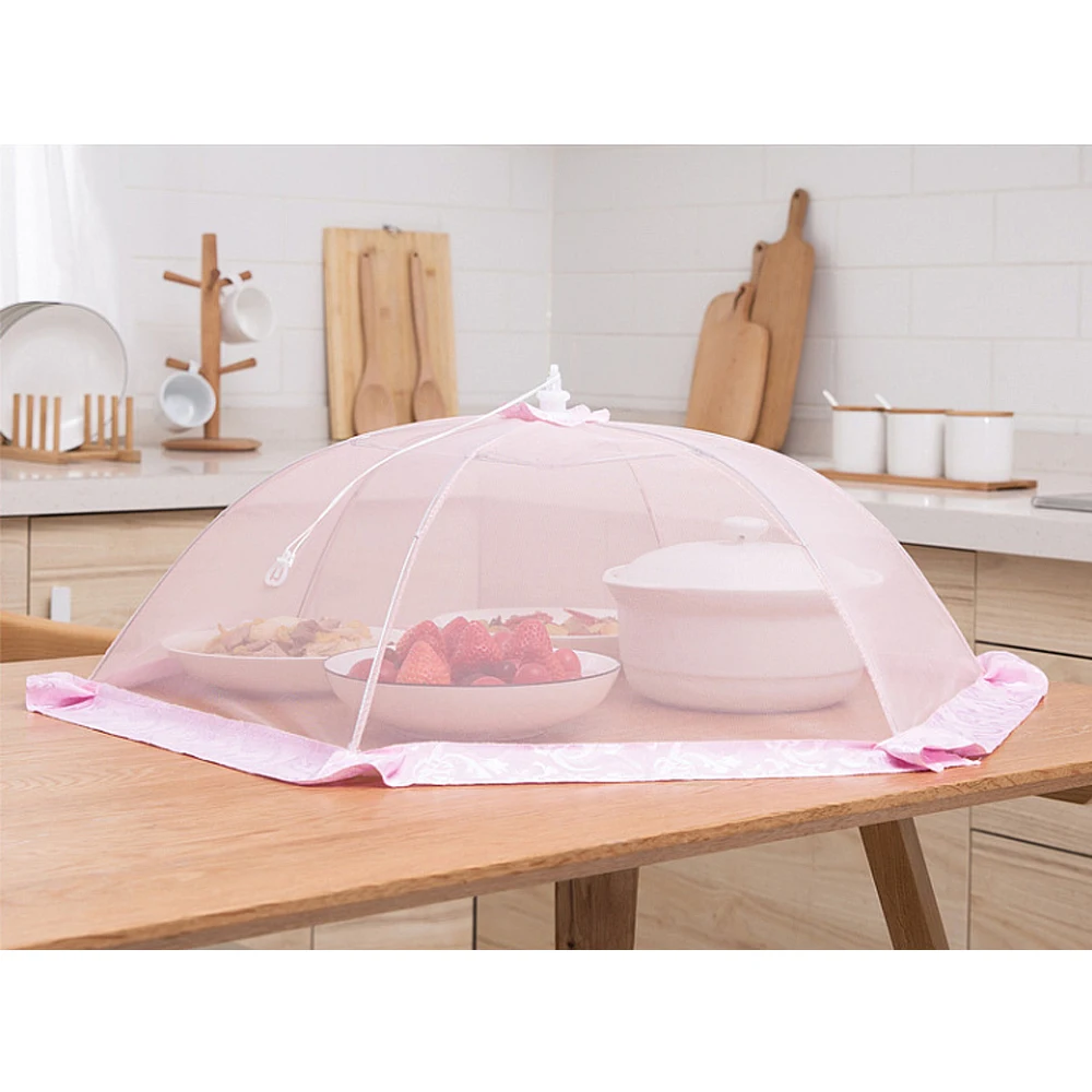folding umbrella style food cover anti fly mosquitotent meal cover table home using food cover kitchen gadgets cooking tools free global shipping
