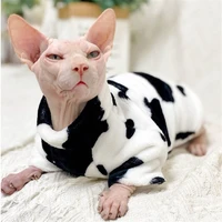 duomasumi super cute cow style cat outfits autumn winter wearing sphinx hairless cat apparel clothing sphynx cat clothes