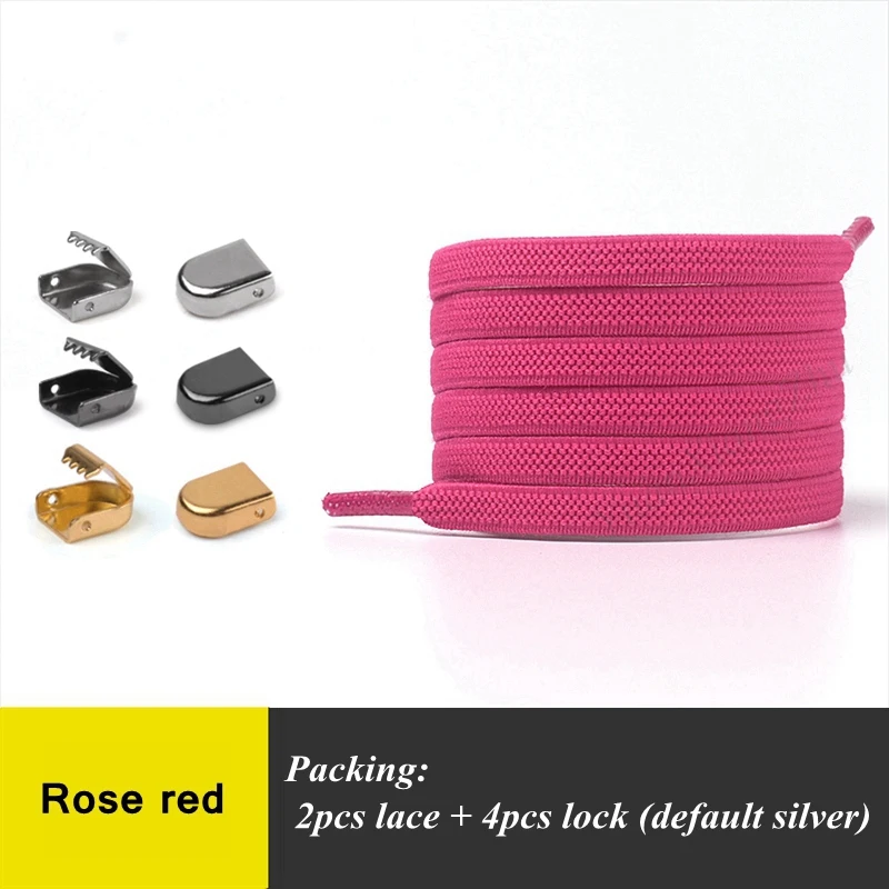 Rose red 1 пара эластичных плоских шнурков, беговые кроссовки, шнурки легко фиксируются, шнурки для ленивых ботинок, шнурки для детей и взрослых, шнурки без завязок - Цвет: Rose red