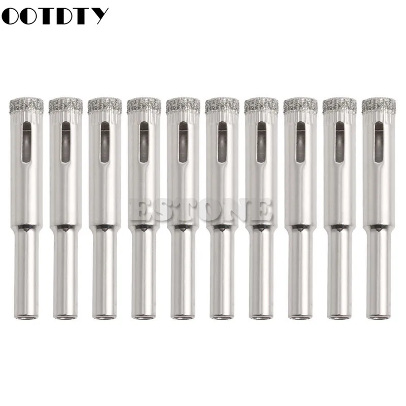 

New 10Pcs 8mm Diamond Core Coated Drill Bits Hole Saw Glass Tile Ceramic Marble