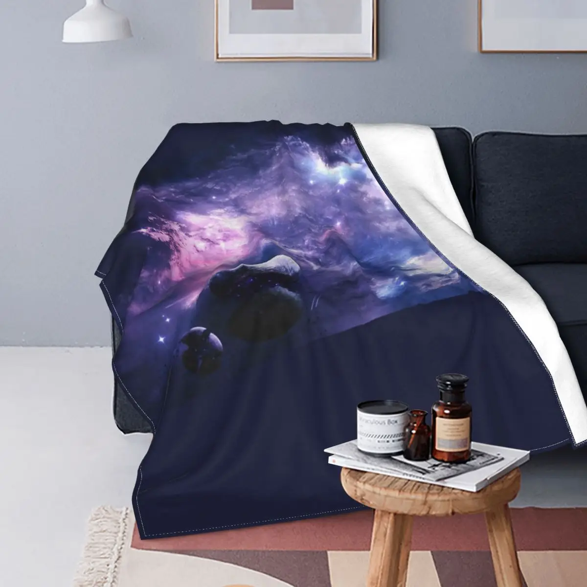 

Galaxy 1-Manta a cuadros para cama, funda para sofda, manta с капучинатором