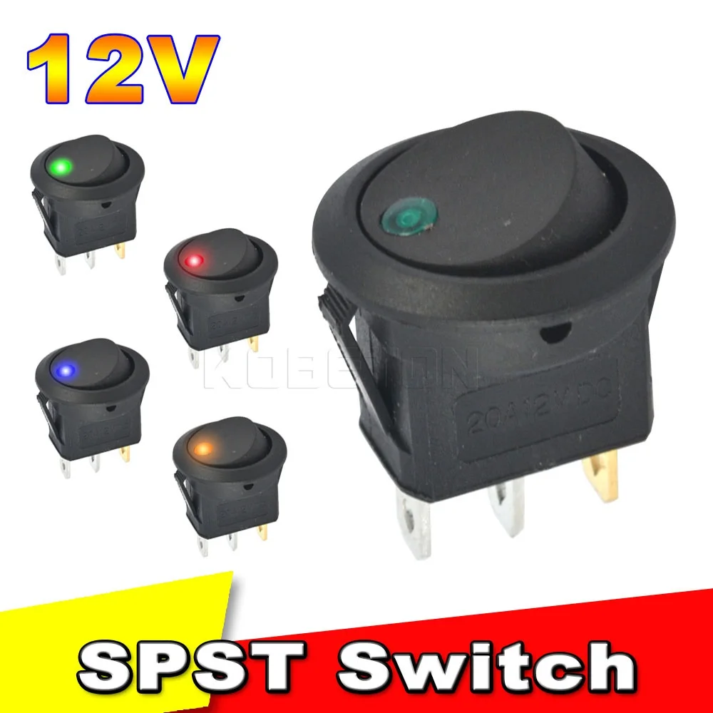 

4 шт./компл. On/Off 20A 12V DC круговой тумблерный переключатель для автомобиля грузовика морской лодки Водонепроницаемые светодиодные переключат...
