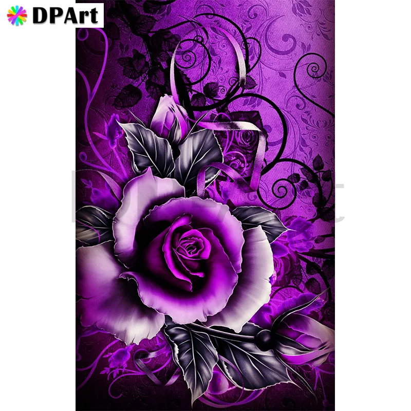 Алмазная живопись 5D полный квадрат/круглая дрель фиолетовый цветок розы вышивка