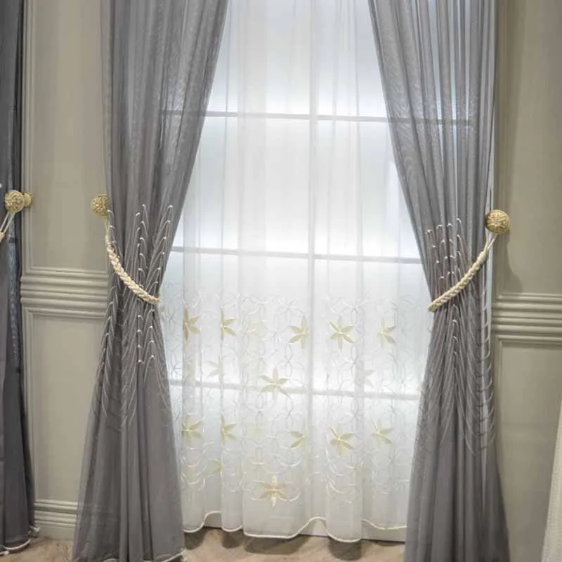 Американский роскошный жемчуг Шторы для Гостиная геометрический Спальня Тюль с