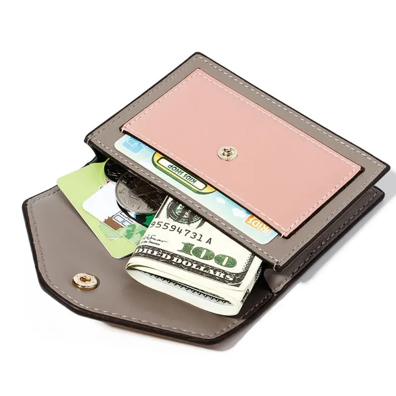 Простой Элегантный женский кошелек из искусственной кожи с застежкой короткий