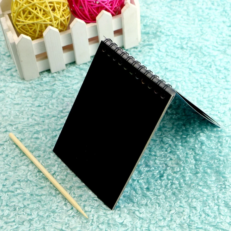 

Scratch Note Black Cardboard Creative DIY Draw Sketch Notes for Kid Toy Notebook 32CA