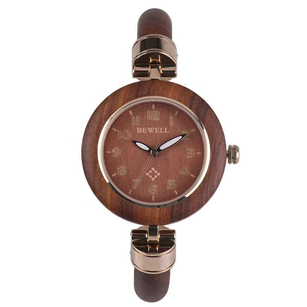 

Fastion Ladies Stainless Steel and Wood Wooden Bracelet Watches
