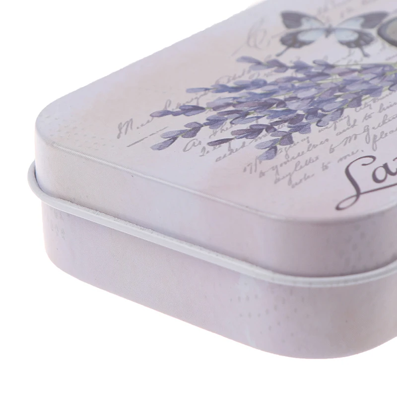 Бледно-лиловый Мини жестяная коробка с крышкой Упаковка Коробки для конфет