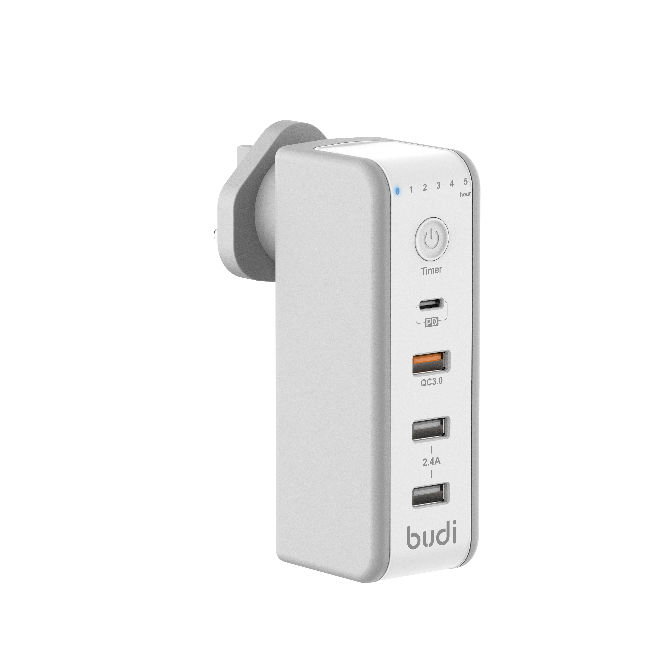 Зарядное устройство Budi сетевое с USB-портами и поддержкой быстрой зарядки 20/18 Вт -
