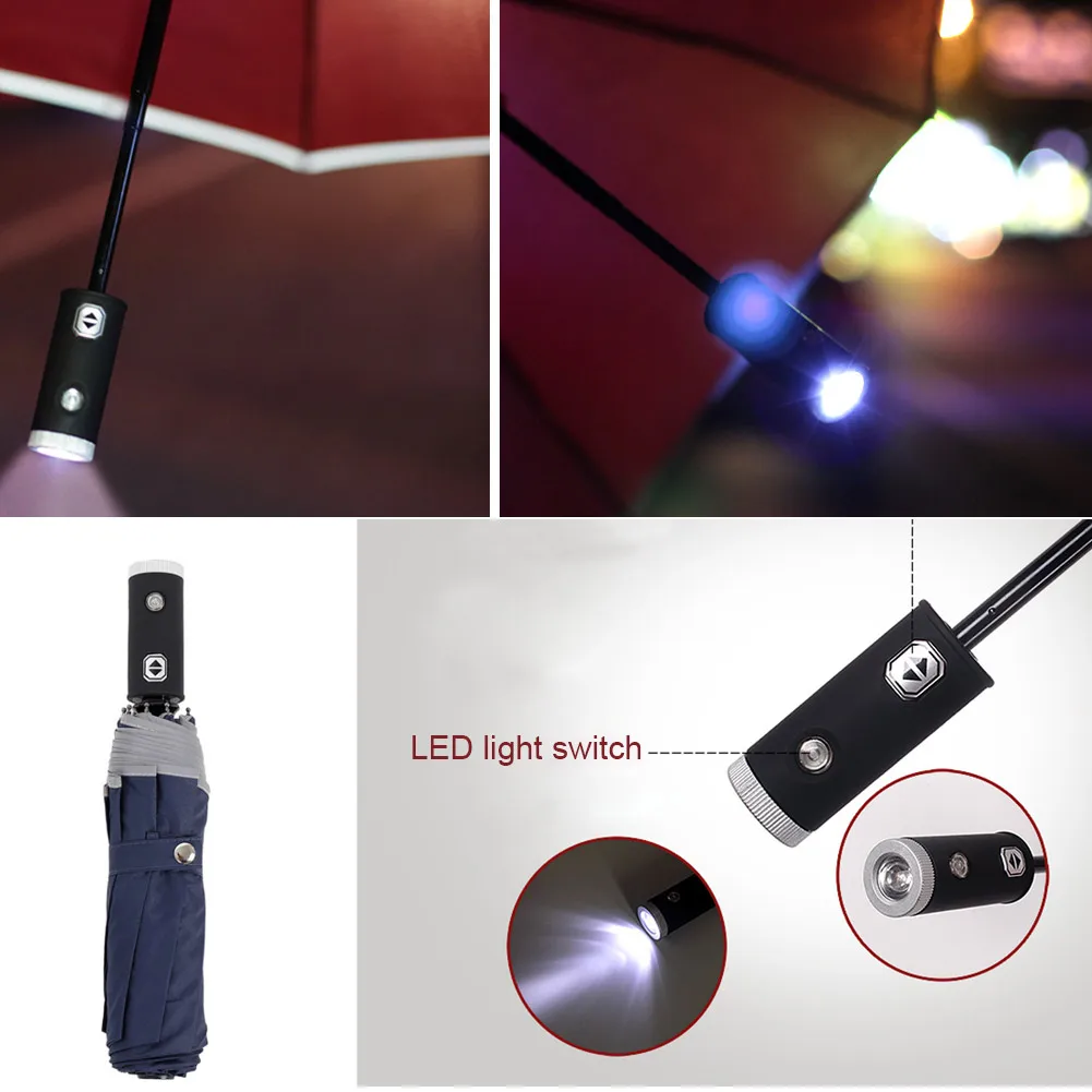 Автоматический складной зонт с 8 ребрами для ночного освещения|Зонтики| |