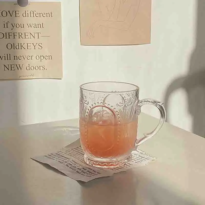 Ins в европейском стиле Чашка Сока рельеф Французский роскошный Стекло чашка с