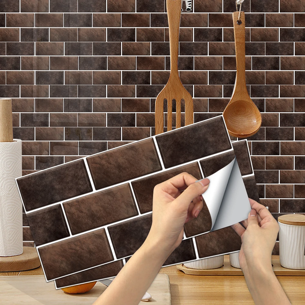 

Retro Tile Self-adhesive PVC Wall Sticker Kitchen Bathroom WC Veranda Furniture Waterproof Home Decoration Art Mural Wallpapers