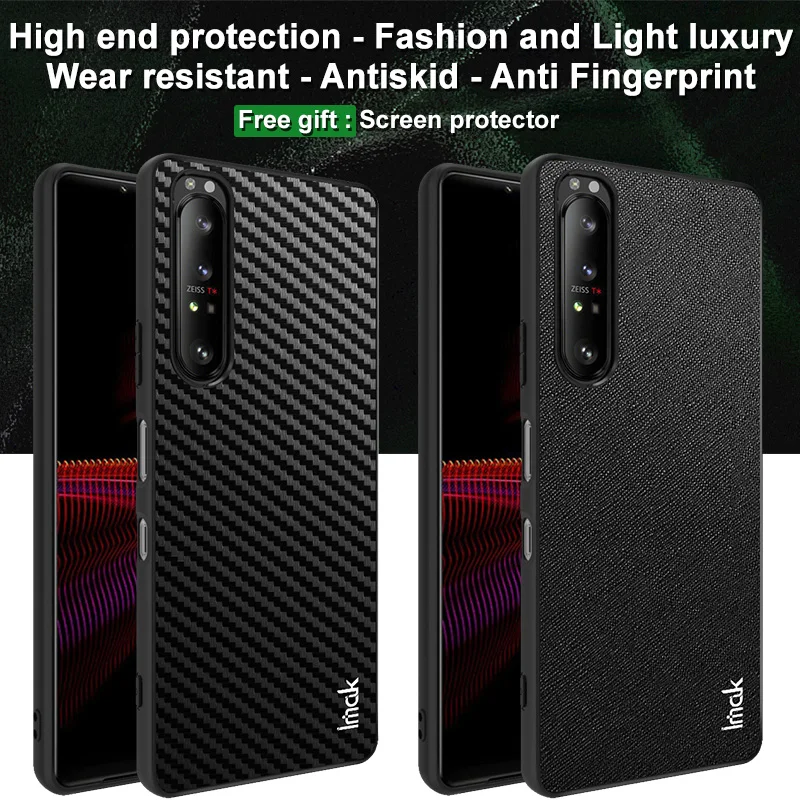 

Imak Для Sony Xperia 1 III, текстура волокна для Sony Xperia 5 III, кожаная задняя крышка с защитой от отпечатков пальцев для Sony Xperia 10 III, чехол