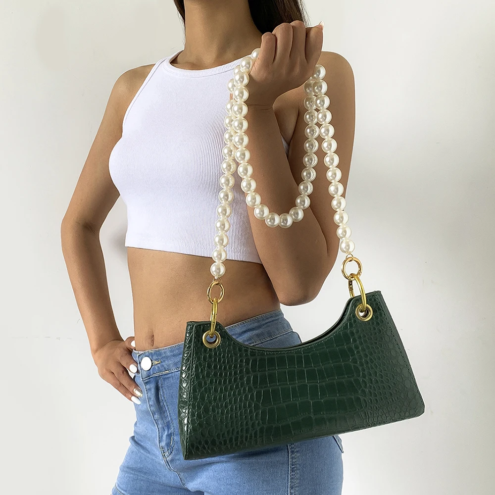 

Ingemark Kpop Imitation Pearl Long Shoulder Bag Chain for Women Wedding Boho Handbag Purse Handles Strap Jewelry Accessories New