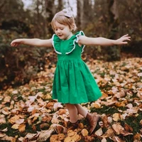 baby girls dress cotton green lace ruffle sleeve dress childrens birthday gift party holiday dress