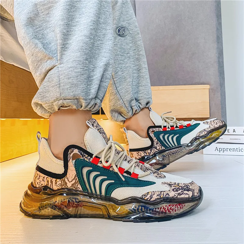 

2021 Chunky Sneakers Man Breathable Running Shoes Fashion Rainbow Dad Mesh Platform Ladies Casual Flat