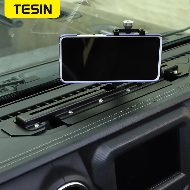 tesin gps stand holder for jeep wrangler jl car mobile phone support holder interior accessories for jeep gladiator jt 2018 2020 free global shipping