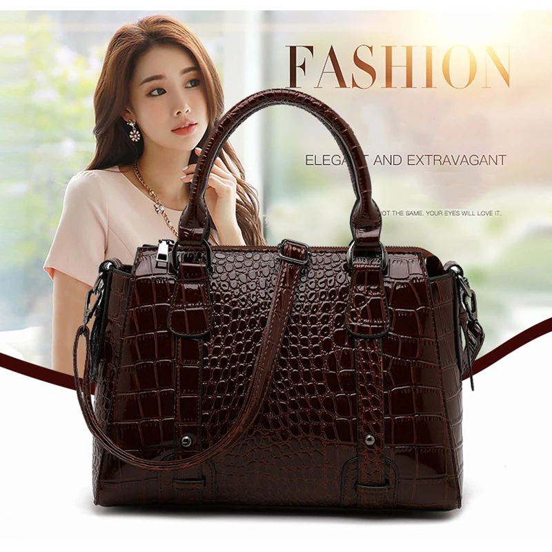 

Elegant Big Shoulder Bag for Women 2021 Luxury Crocodile Pattern Handbags Designer Large Capacity Tote Bag Sac A Main