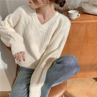 sweater female loose student autumn v neck ins top short coat sweater long sleeve womens 2021 new fashion