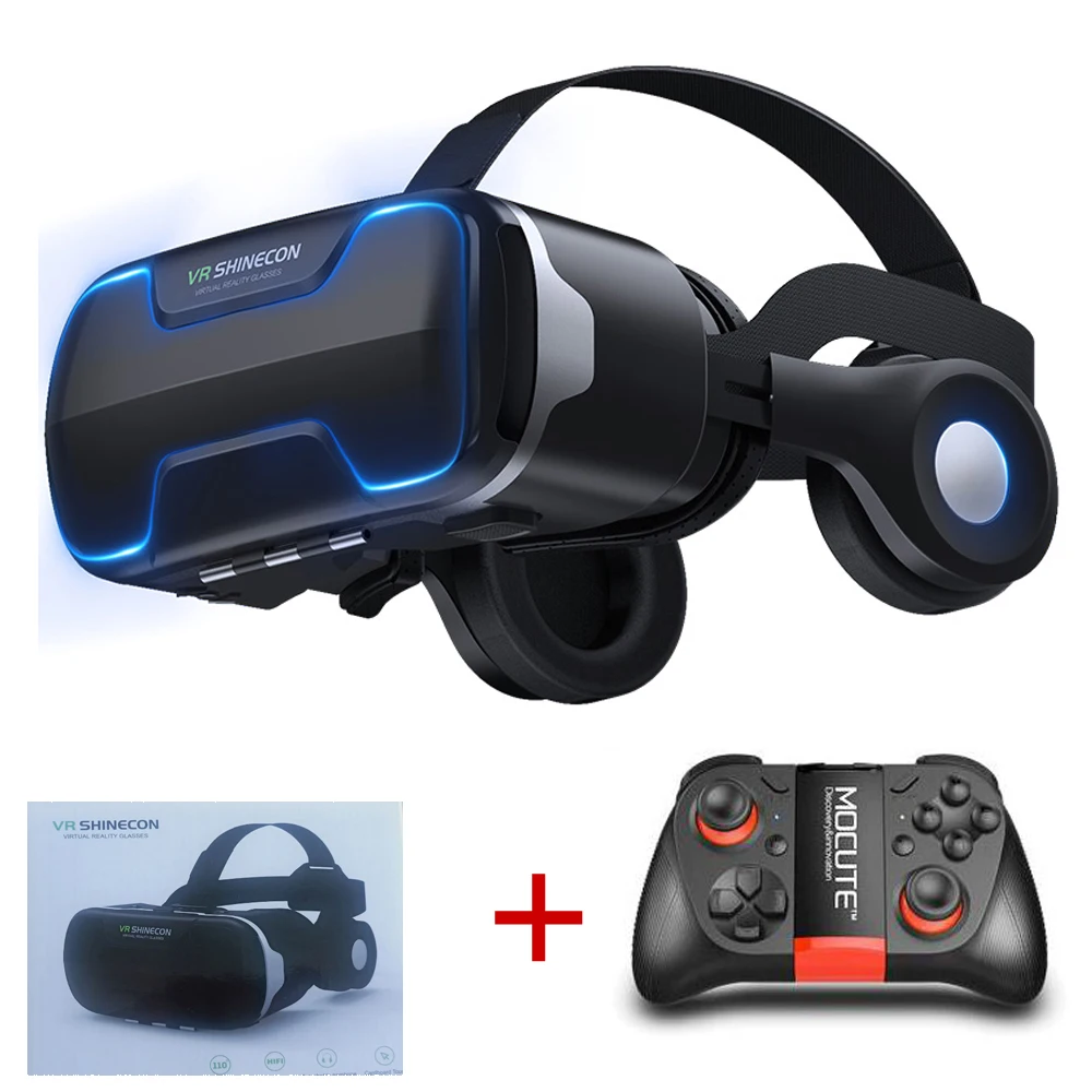 G02ED VR shinecon 8,0 стандартная версия и версия гарнитуры Виртуальная реальность 3D VR очки гарнитура для шлема Опциональный Контроллер - Цвет: Bundle 5