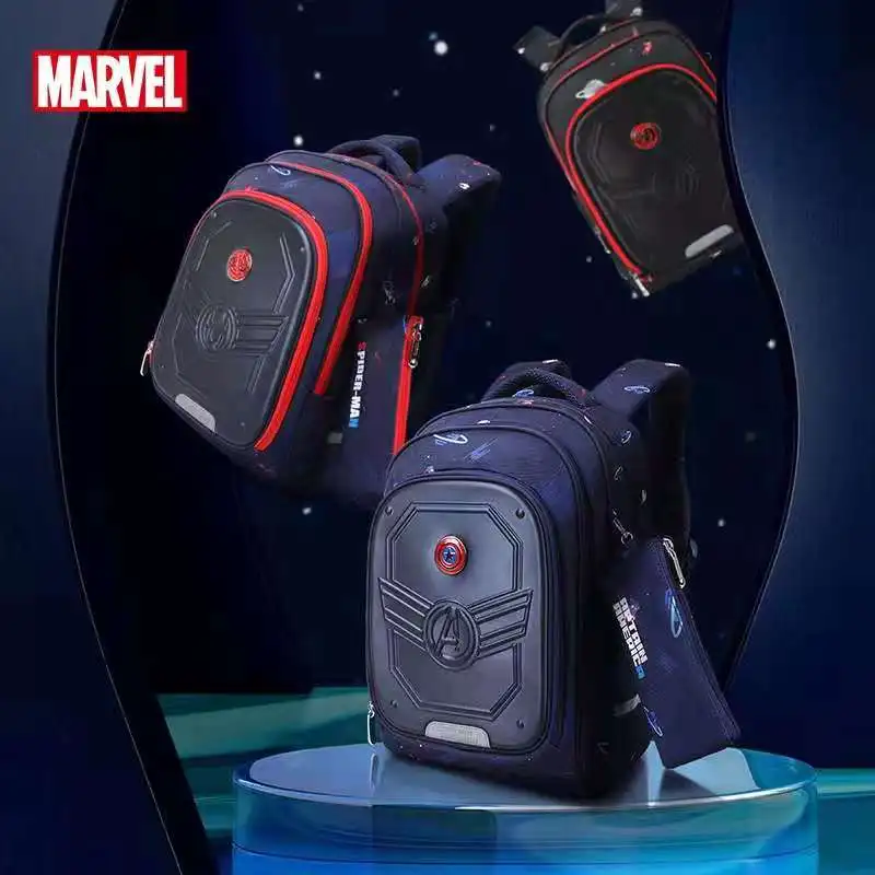 Disney New School Bags For Boys Primary Student Shoulder Orthopedic Backpack Grade 1-5 Spider Man Captain America Mochilas