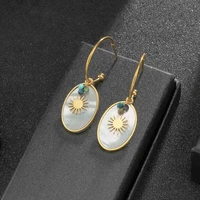 2021 fashion new stainless steel inlaid shell womens earrings personalized stone pendant earrings popular accessories jewelry