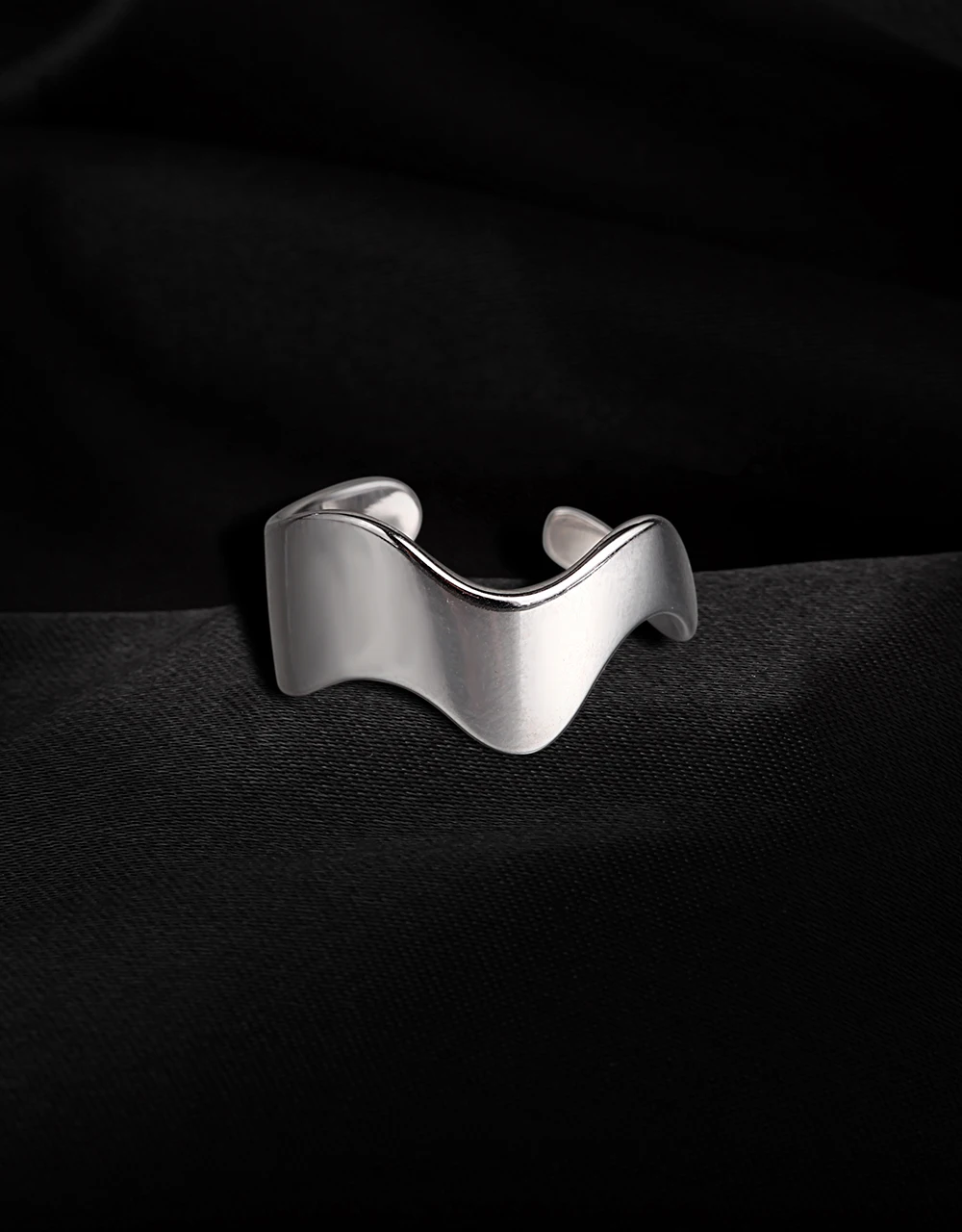 

925 Sterling Silver for Women Ring Creative Handmade Rings Irregular Wave Smooth Engagement Jewelry for Women Size Adjustable